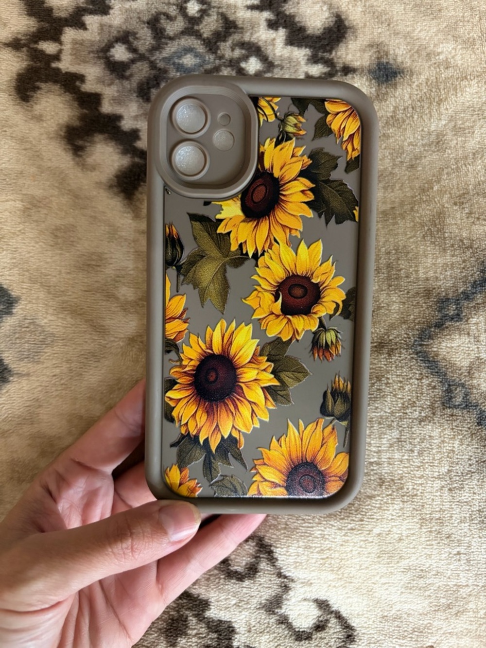 Sunflower Floral Shockproof Phone Case - Gray/Yellow